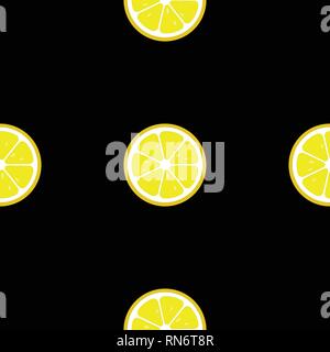 Lemon slices seamless pattern. Flat food texture Stock Vector