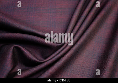 Black and Burgundy Costume Wool Fabric Stock Photo