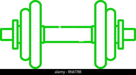 Weights symbol icon - green realistic dumbbell outline, isolated - vector illustration Stock Vector