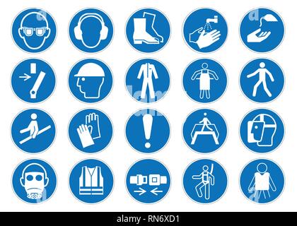 Mandatory sign DIN 7010 vector collection isolated on white background Stock Vector