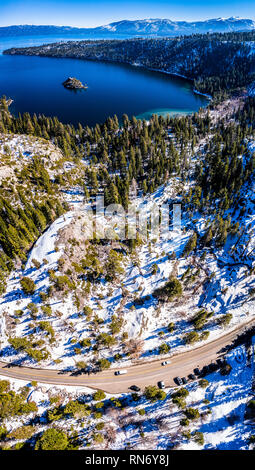 Aerial Emerald Bay, Lake Tahoe, California USA California