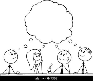 Cartoon of Team of Businessmen During Brainstorming Stock Vector