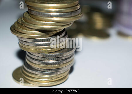 Gold pile of coins with a space for text Stock Photo