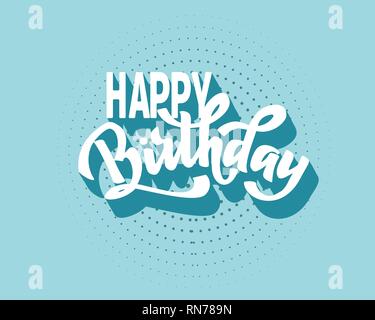 Happy birthday hand lettering text, brush ink calligraphy, vector type design, isolated on white background. Stock Vector