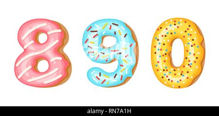 Donut Icing Numbers Digits - 5, 6, 7. Font Of Donuts. Bakery Sweet ...