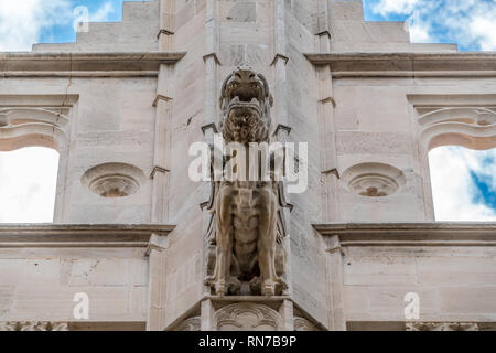 Gargoyle at Lonja de Palma de Mallorca (Llotja dels Mercaders) monument gothic style old fish market, located downtown Palma City, Mallorca island Stock Photo