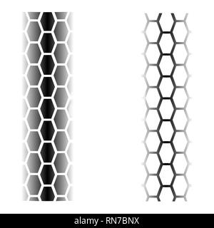 Two abstract tire tracks with blended elements isolated on white background