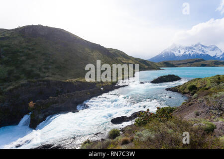 Salto Chico waterfall view, Torres del Paine National Park, Chile. Chilean Patagonia landscape Stock Photo