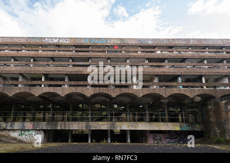 St Peter's Seminary in 2019 - a derelict A listed brutalist style building and former priest's training centre in Cardross, Argyll and Bute, Scotland Stock Photo