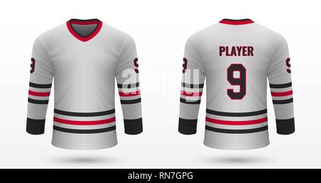 Realistic sport shirt Chicago Blackhawks, jersey template for ice hockey  kit. Vector illustration Stock Vector Image & Art - Alamy