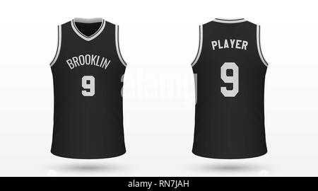 Realistic sport shirt Brooklyn Nets, jersey template for basketball kit.  Vector illustration Stock Vector Image & Art - Alamy