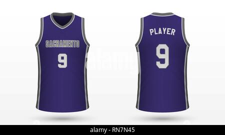 Realistic sport shirt Sacramento Kings, jersey template for basketball kit. Vector illustration Stock Vector