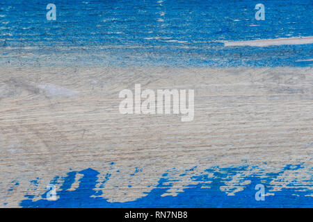 wooden pallet plank painted blue, natural wood board, wood stained blue Stock Photo