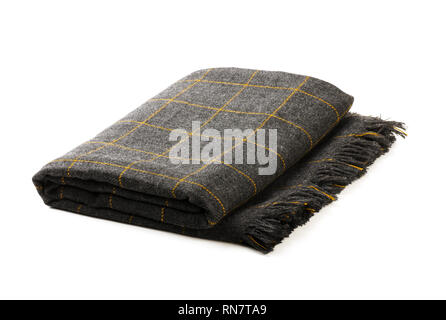 Grey checkered blanket isolated on a white background Stock Photo