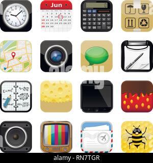 Set of apps vector icons on white background Stock Vector