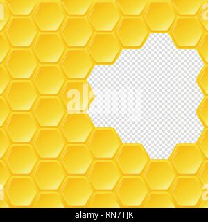 Hexagon honeycomb on transparent background. Vector illustration. Stock Vector