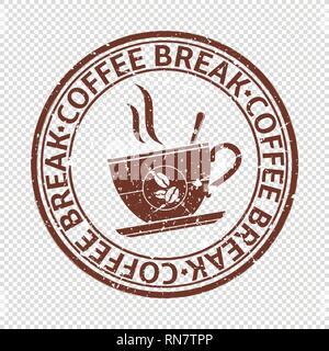 Coffee break stamp isolated on transparent background Stock Vector