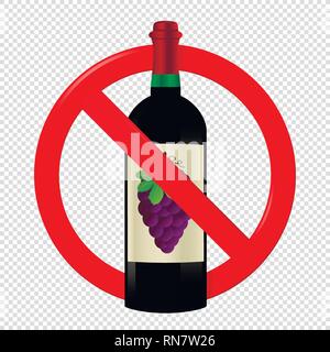 Not drink wine sign isolated on transparent background Stock Vector