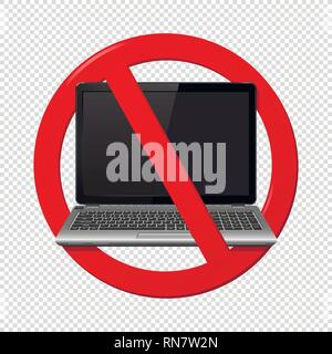 Not use laptop sign isolated on transparent background Stock Vector