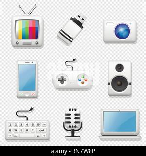 Digital devices icons set isolated on transparent background Stock Vector