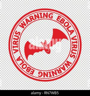 Ebola virus red vector stamp isolated on transparent background Stock Vector