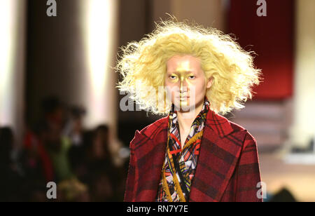 Models on the catwalk during the Vivienne Westwood Autumn/Winter 2019 London Fashion Week show at Smith Sq Sunday February 17, 2019. Photo credit should read: Ian West/PA Wire