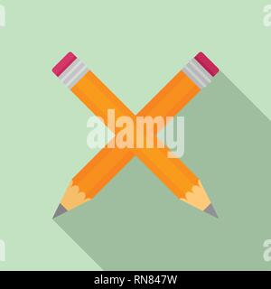 Crossed pen icon. Flat illustration of crossed pen vector icon for web design Stock Vector
