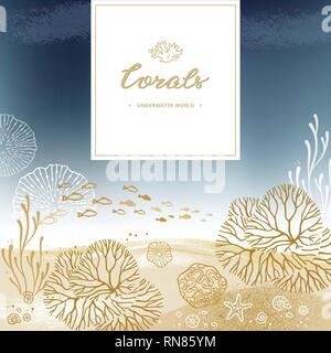 Design templates for brochures, covers, banners with coral background. Stock Vector