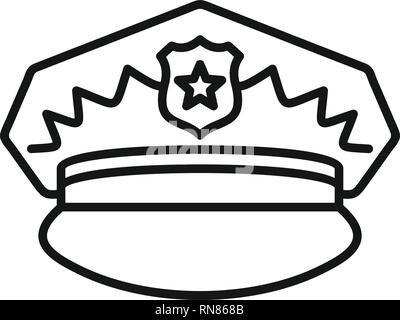 Police officer vector silhouette, outline man standing front side Stock ...