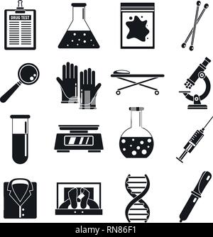 Police expert laboratory icons set. Simple set of police expert laboratory vector icons for web design on white background Stock Vector