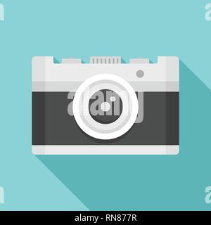 Vintage camera icon. Flat illustration of vintage camera vector icon for web design Stock Vector