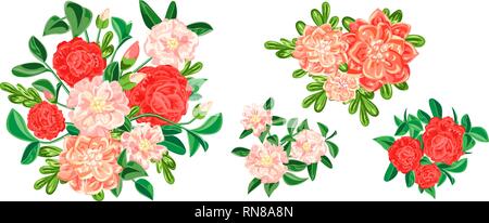 Camellia banner set. Cartoon illustration of camellia vector banner set for web design Stock Vector