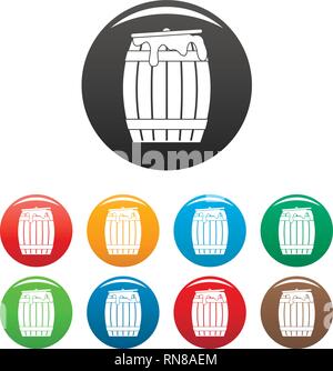 Honey barrel icons set 9 color vector isolated on white for any design Stock Vector