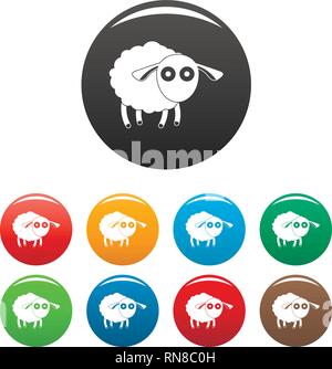 Shocked sheep icons set 9 color vector isolated on white for any design Stock Vector