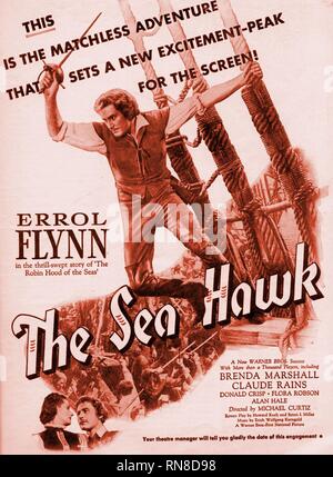 ERROL FLYNN POSTER, THE SEA HAWK, 1940 Stock Photo