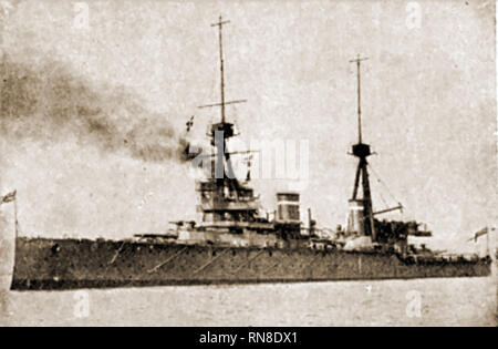 1920's illustration - HMS INVINCIBLE. Sunk at the Battle of Jutland Stock Photo
