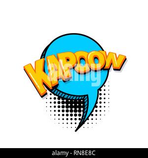 Kapow comic text sound effects pop art style. Vector speech bubble word and short phrase cartoon expression illustration. Comics book colored backgrou Stock Vector