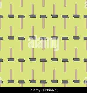 Hammer seamless pattern at neon green background Stock Vector