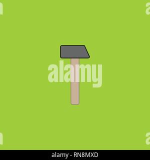 Hammer at the neon green background Stock Vector
