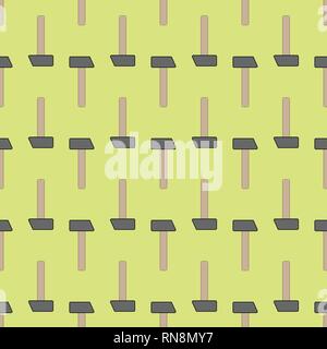 Hammer seamless pattern at neon green background Stock Vector