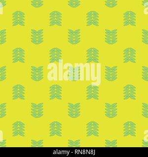 Leaves seamless pattern on the neon yellow background Stock Vector