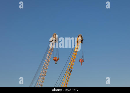 Dockyard cargo cranes detail Stock Photo
