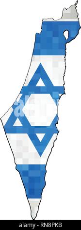 Grunge Israel map with flag inside - Illustration,  Map of Israel & Palestinian Territories on a brick wall Stock Vector