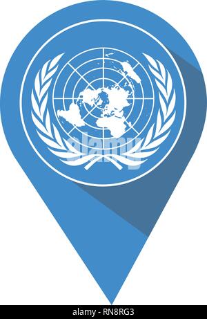 United Nations flag pin Stock Vector