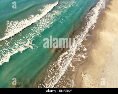 Top view aerial of an amazingly beautiful sea landscape with turquoise water with copy space Stock Photo