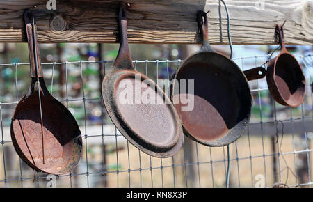 Old Frying Pans Stock Photo