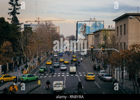 Busy traffic in the center of Tehran, Iran Stock Photo