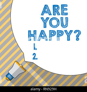 Text sign showing Are You Happy. Conceptual photo Asking if you are fulfilled in your life enjoying moments Stock Photo