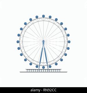 London eye ferris wheel. Flat style vector illustration. Tourist destination in London Stock Vector