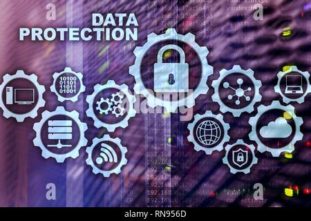 Server data protection concept. Safety of information from virus cyber digital internet technology. Stock Photo